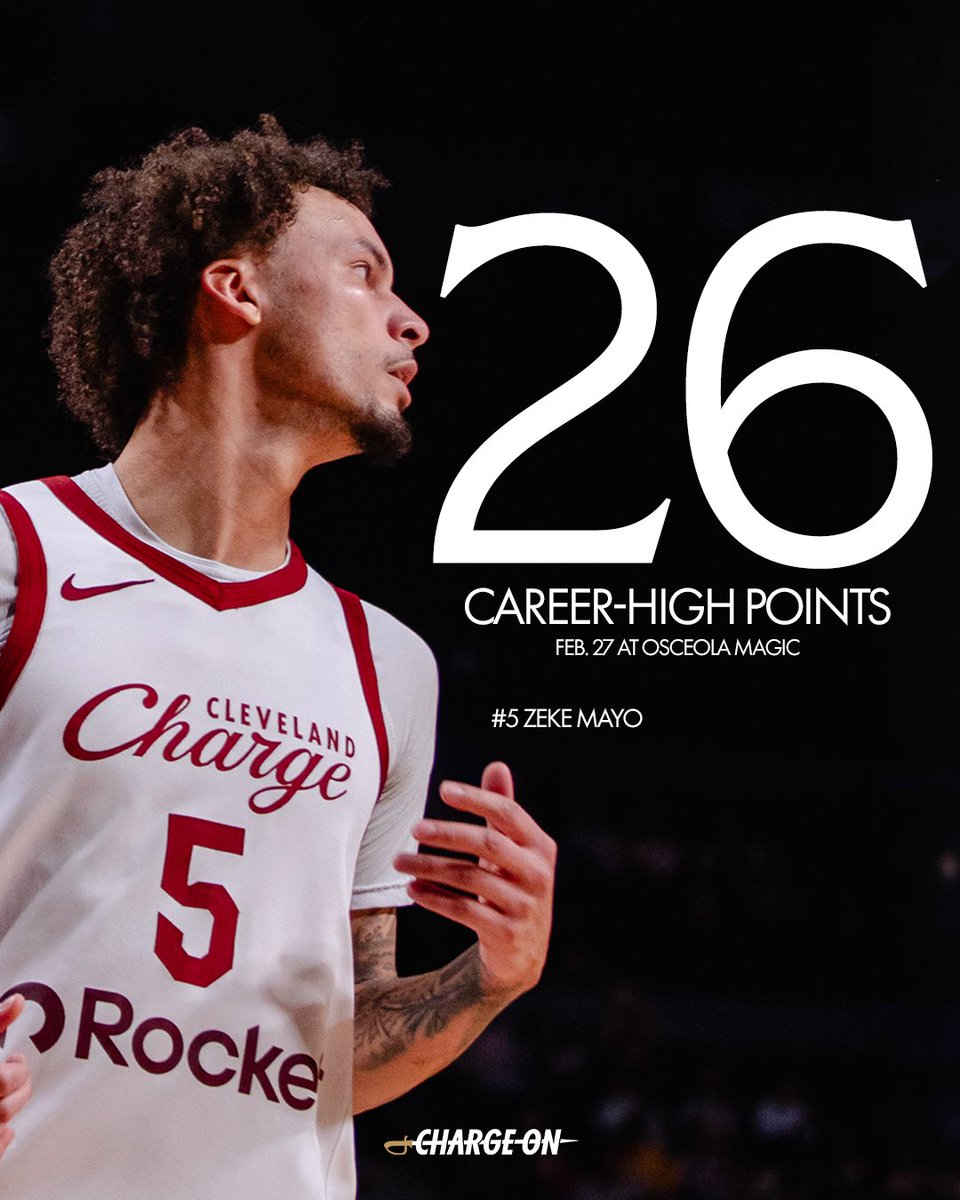 ChargeCLE's tweet photo. CAREER-HIGH FOR @zekexmayo ON FRIDAY TOO! #ChargeOn https://t.co/bKH3o9hXUs