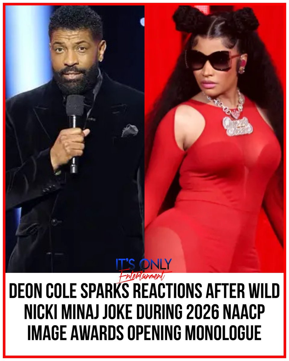 😂 Deon Cole Sparks Reactions After Wild Nicki Minaj Joke During 2026 NAACP Image Awards Opening Monologue
itsonlyentertainment.net/deon-cole-nick…