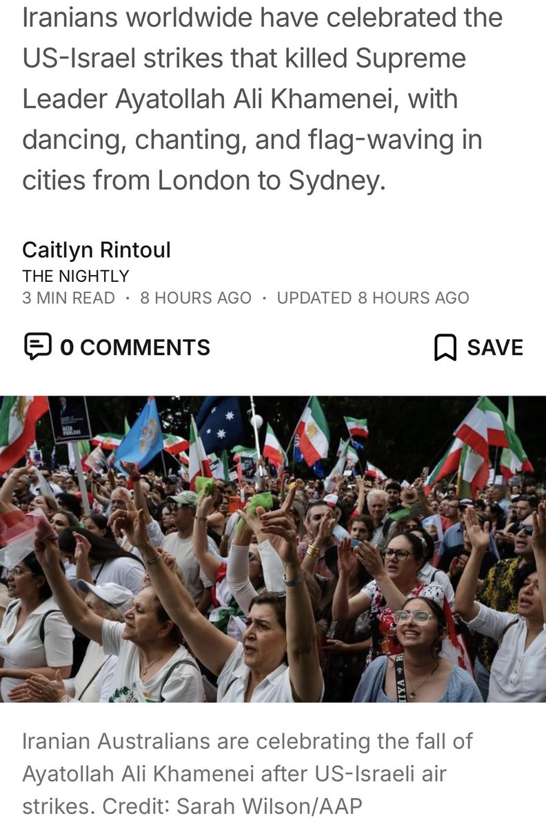 UnconvincedAnt's tweet photo. @hookskat @Maddytx76 Yeah and you’re refusing to condemn it. As expected.

We can get back to the main point - supporting the people.

Isn’t it great that the Persian people in Iran and all over the world are celebrating? Trump really did a good job here, didn’t he? https://t.co/J7itnPL3nf