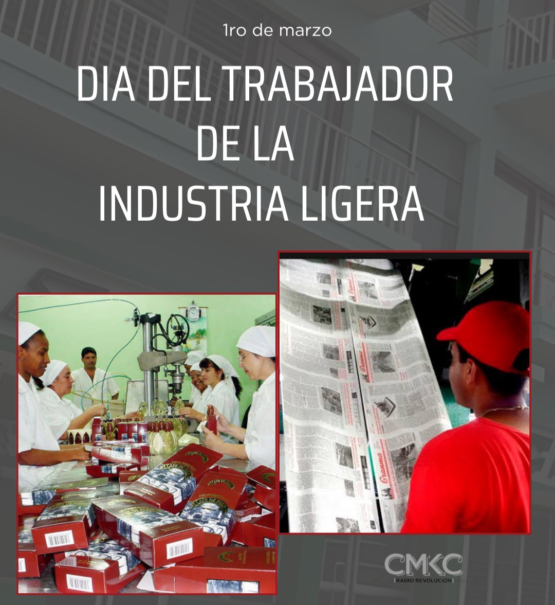 Celebramos a quienes con sus manos y creatividad visten, calzan y garantizan los productos esenciales de nuestro día a día. Muchas felicidades a los trabajadores de la Industria Ligera. 

#SantiagoDeCuba <a href="/LaCmkc/">Amigos de la Cmkc</a> <a href="/mambisa25/">Elena Labrada Gelis</a> <a href="/Yuniorsantiago7/">Yuniorsantiago</a> <a href="/BeatrizJUrrutia/">Beatriz Johnson Urrutia</a> <a href="/ManuelFalconH/">Manuel Falcón Hernández 🇨🇺</a> <a href="/AdaCmkc/">Ada CMKC</a>