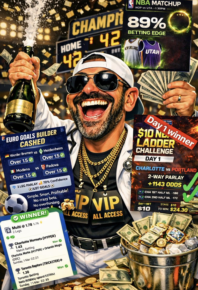 DoctorSports33's tweet image. The VIP has been on FIRE LATELY 

We CASHED Esports, Soccer, Basketball &amp;amp; The LADDER

USE THE LINK ⬇️⬇️ &amp;amp; come WIN with US

winible.com/doctorsportshq…

@DoctorsportsHQ #vip #ladder #WINNING #GamblingX #GamblingCommunity #bet #fyp #fypviraltwitter #fypシviral #fypage