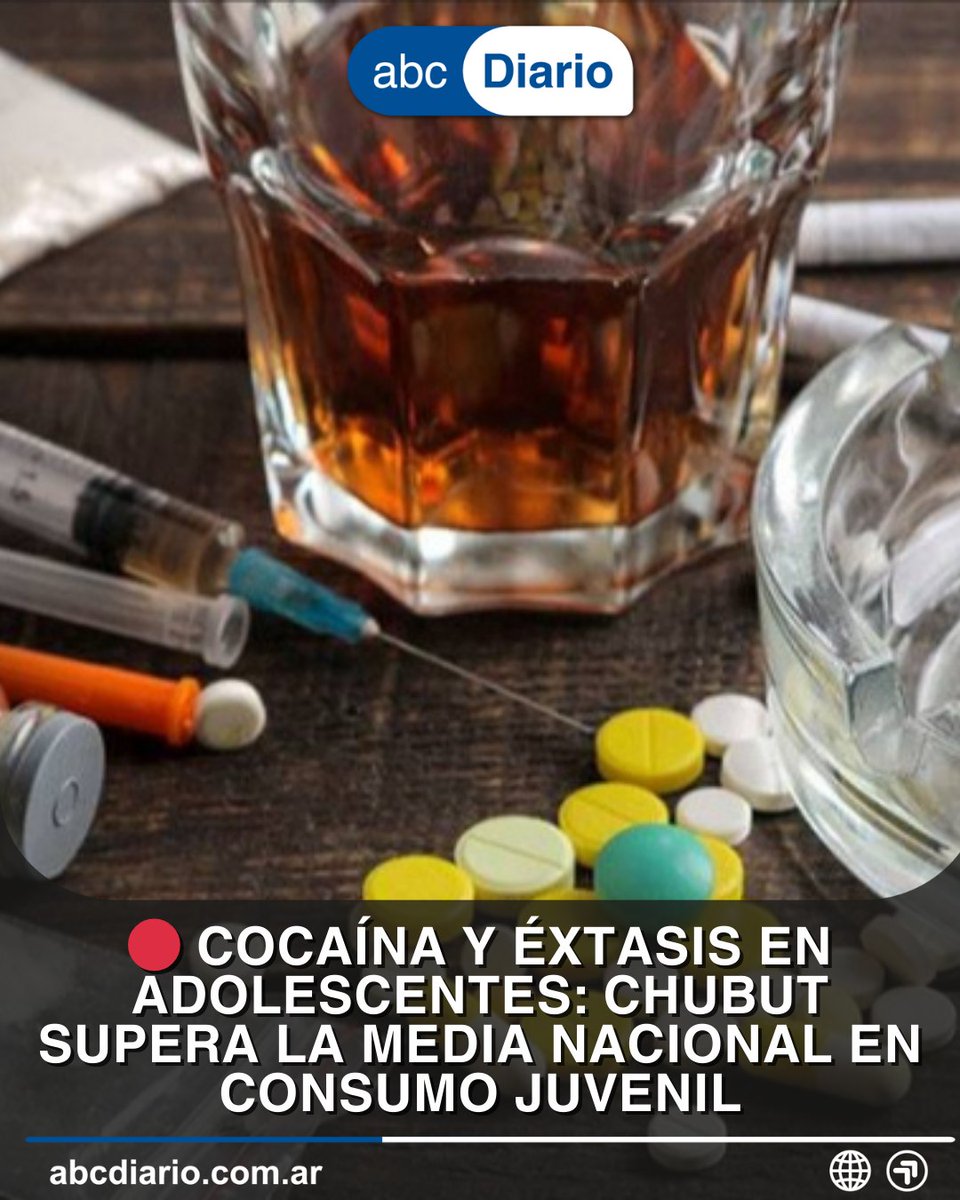 abcdiarioar's tweet image. 🔴 Cocaína y éxtasis en adolescentes: Chubut supera la media nacional en consumo juvenil 📊 El nuevo estudio nacional de Sedronar encendió las alarmas: Chubut supera el promedio argentino en consumo… + abcdiario.com.ar #Cocaína #Éxtasis #ConsumoJuvenil #Chubut #Prevención