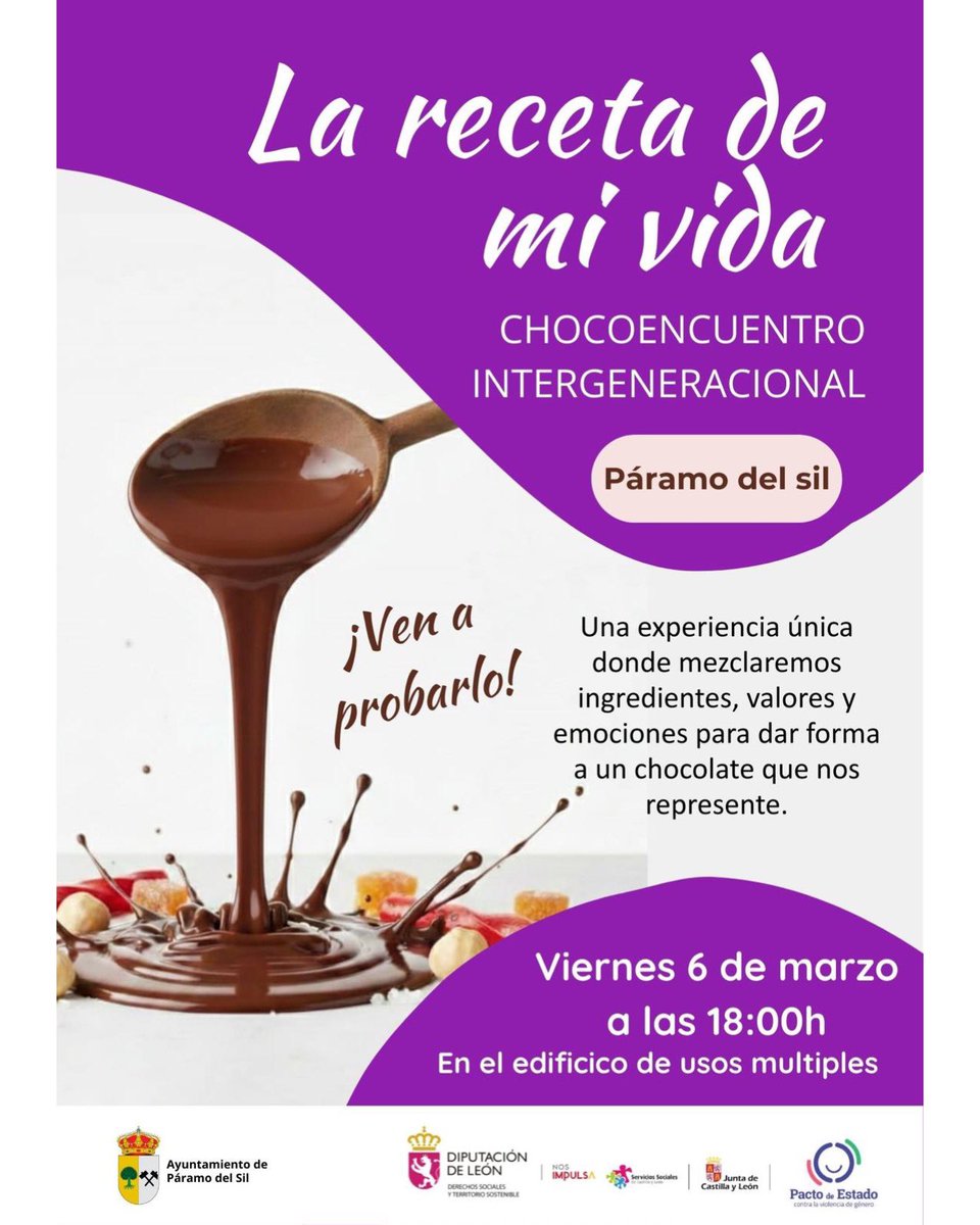 🍫LA RECETA DE MI VIDA ✨

Un chocoencuentro intergeneracional en Páramo del Sil donde mezclaremos mucho más que ingredientes

Te invitamos a vivir una experiencia única en la que combinaremos sabores,valores y emociones para crear un chocolate que nos represente💜

#ParamodelSil