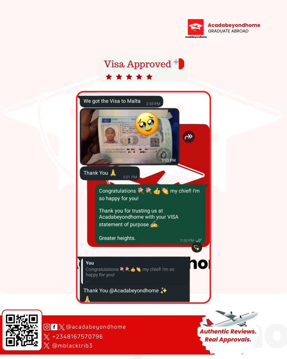 MBlacktrib3's tweet photo. Compelling and personalized writing services I provide @Acadabeyondhome✍️

Personal Statement
Statement of Purpose
Letter of Explanation
Motivation Letter
Academic CV
Research Proposal
LOR/LOI

Kindly DM "essay" to start✈️

WhatsApp: +2348167570796

🤩 See reviews below👇