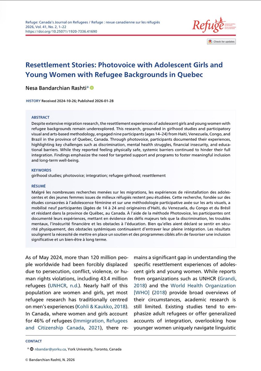 Refuge: Canada's Journal on Refugees tweet media