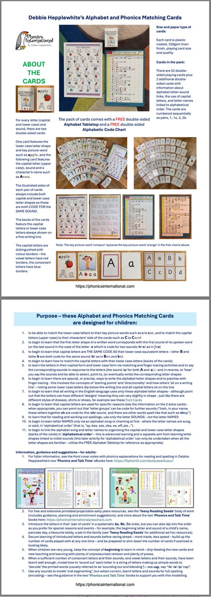 Our 'Alphabet and Phonics Matching Cards' described in full and available to buy - use alongside masses of our quality FREE pre-school resources provided online: phonicsintervention.org/product/alphab… (We believe in transparent review - something sadly missing for so many literacy products and