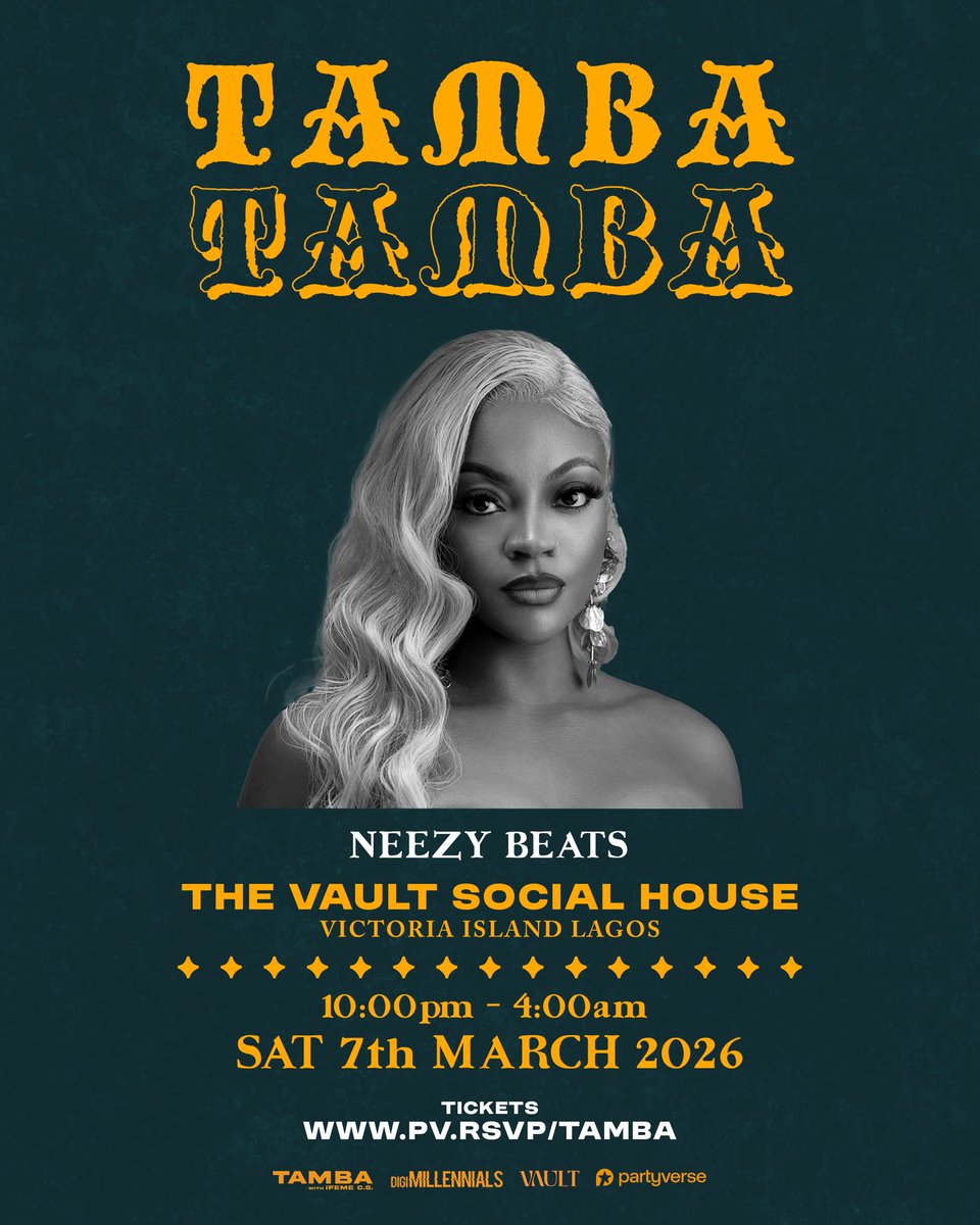 <a href="/iam_neezy/">NEEZYBEATS</a> graces our stage this Saturday 7th of March 2026 🚀

She’s known for her high energy rave sets! We can’t wait!🔥

📌The Vault Social House, VI
⌚️10:00pm - 4:00am

Get your tickets:
pv.rsvp/tamba