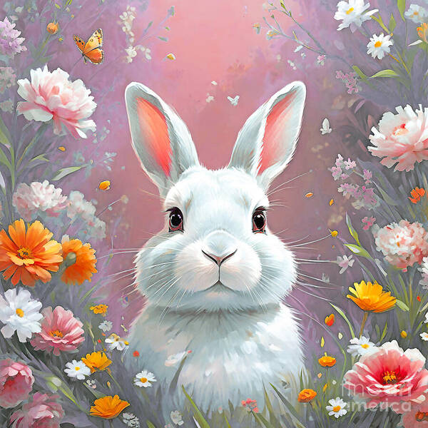 Cute Rabbit in Flower Garden Art Print 
fineartamerica.com/featured/cute-…