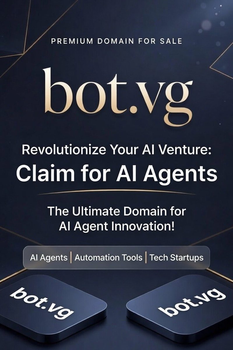 fydnow's tweet photo. 🚀 For Sale: https://t.co/CUTmeYpXBQ – Premium .vg domain ideal for AI bots, chatbots, or automation startups. Short, memorable, and brandable for tech innovators! $1,500 OBO. DM @fydnow for offers. #AIDomains #DomainSales #TechDomains #domains #Chatbots #AIStartups #CEOTech #DomainInvestors #bot #agenticai  #ai #bots #tech