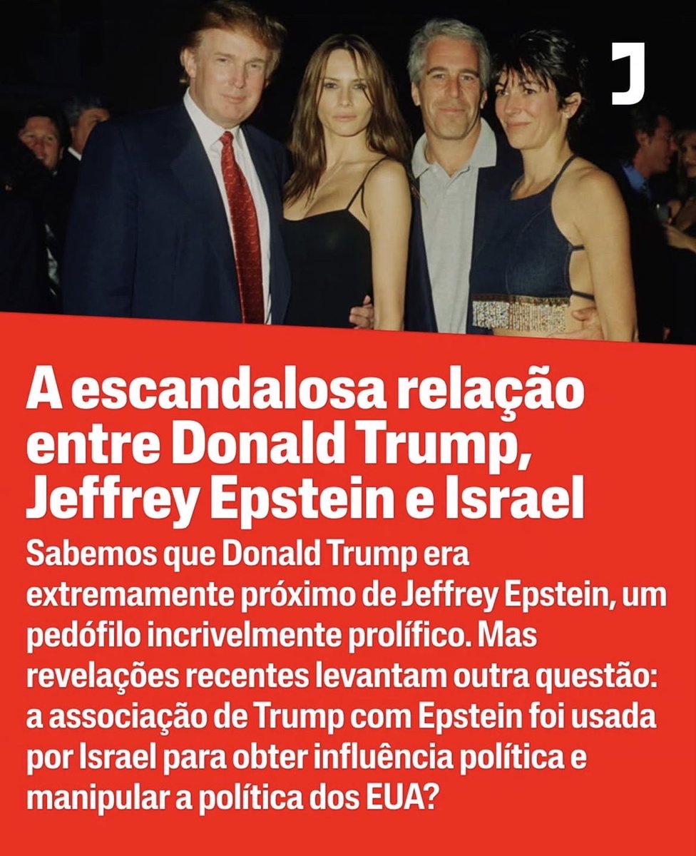 Sabemos que Donald Trump era extremamente próximo de Jeffrey Epstein. 

Mas revelações recentes levantam outra questão: a associação de Trump com Epstein foi usada por Israel para obter influência política e manipular a política dos EUA? jacobin.com.br/2025/11/a-esca…