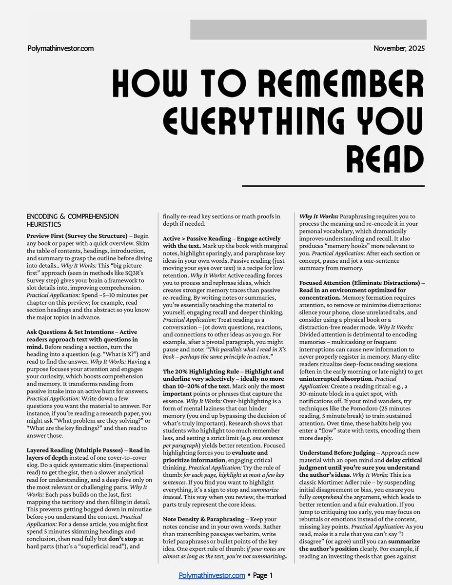 How To Remember Everything You Read