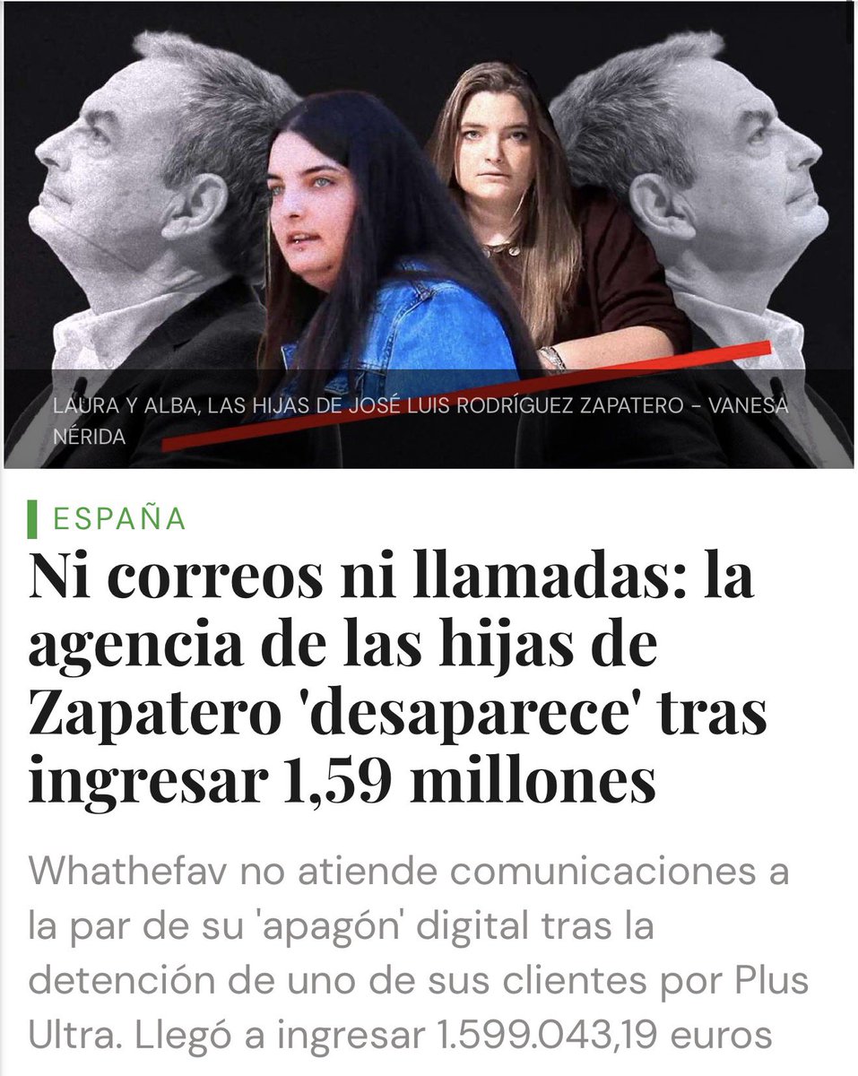 La verdad que Zapatero ni se molesta en disimular. Tras la caída de Maduro, la empresa de sus hijas desaparece del mapa, tratando de borrad cualquier rastro de su actividad y tras la detención de los directivos de Plus Ultra, tuvo la necesidad de viajar justo al lugar donde se