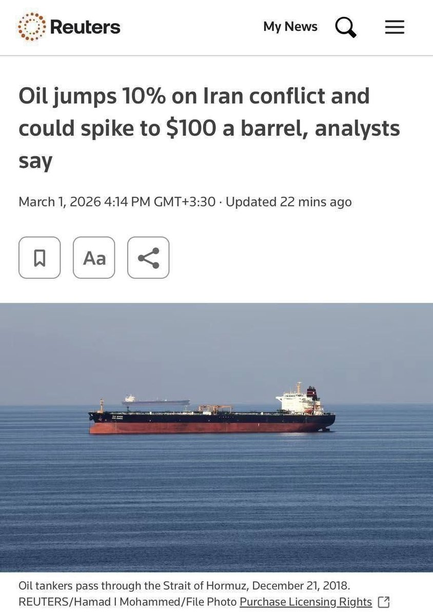 doyaksec's tweet photo. #Netanyahu's #blackmail of #Trump. Tomorrow, brokerage firms will begin trading,#oil will hit $100.The #UAE authorities announced the suspension of trading on the #Dubai and #AbuDhabi #stockexchanges.Trading will not take place on Monday and Tuesday. As #SaudiArabia https://t.co/1Ul9US9X4S