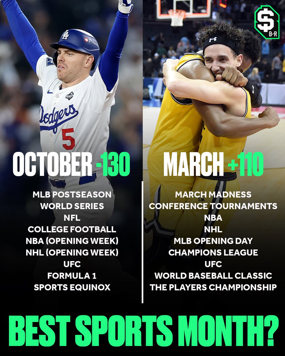 br_betting's tweet image. Which is the GOAT month for sports? 🤔