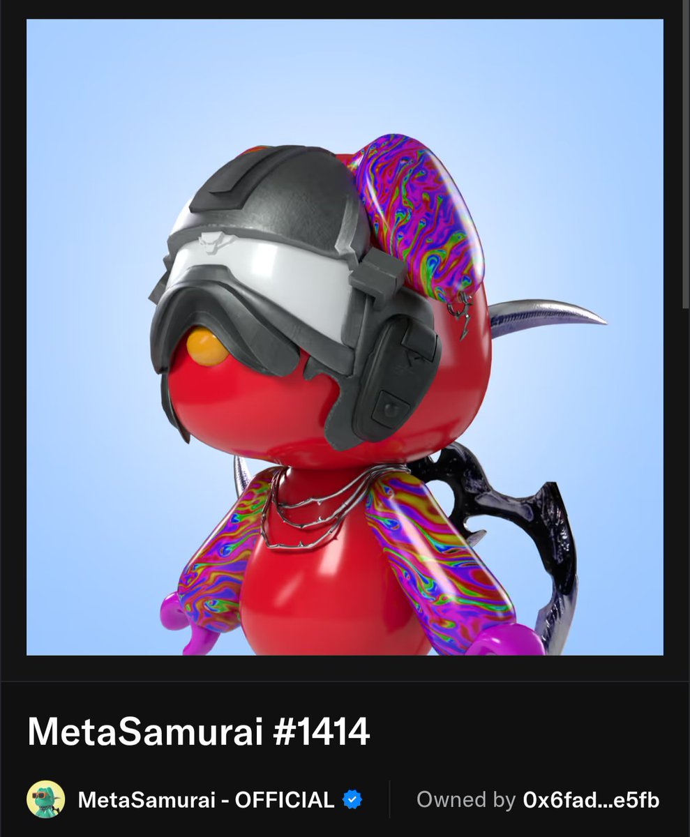 kenken1104's tweet image. GM!
本日のメタサムコンシェルジュはこちら! 
赤いスキンが可愛いこの子🥰
腕と耳がカラフルで素敵です✨️
こちらの子はほぼフロアにてお迎えを待ってます！
購入検討中の方如何でしょう😊
#MetaSamurai
#メタサムコンシェルジュ