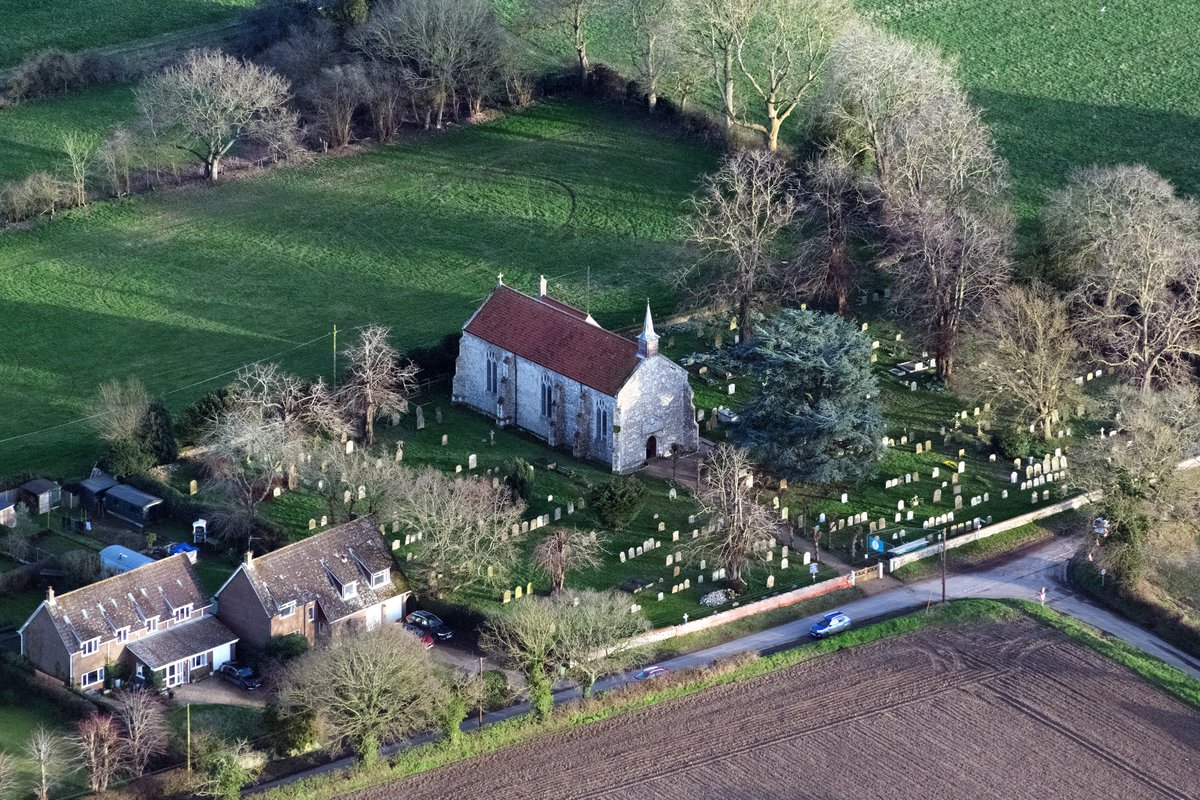 johnfielding001's tweet photo. A solitary Broadland church on the edge of Threehammer Common. St Peter’s at Neatishead began as a medieval chancel, was rebuilt around 1790 after its tower and nave collapsed, and has served the parish continuously since the Middle Ages. #Neatishead #aerial https://t.co/YWCmGcphxo