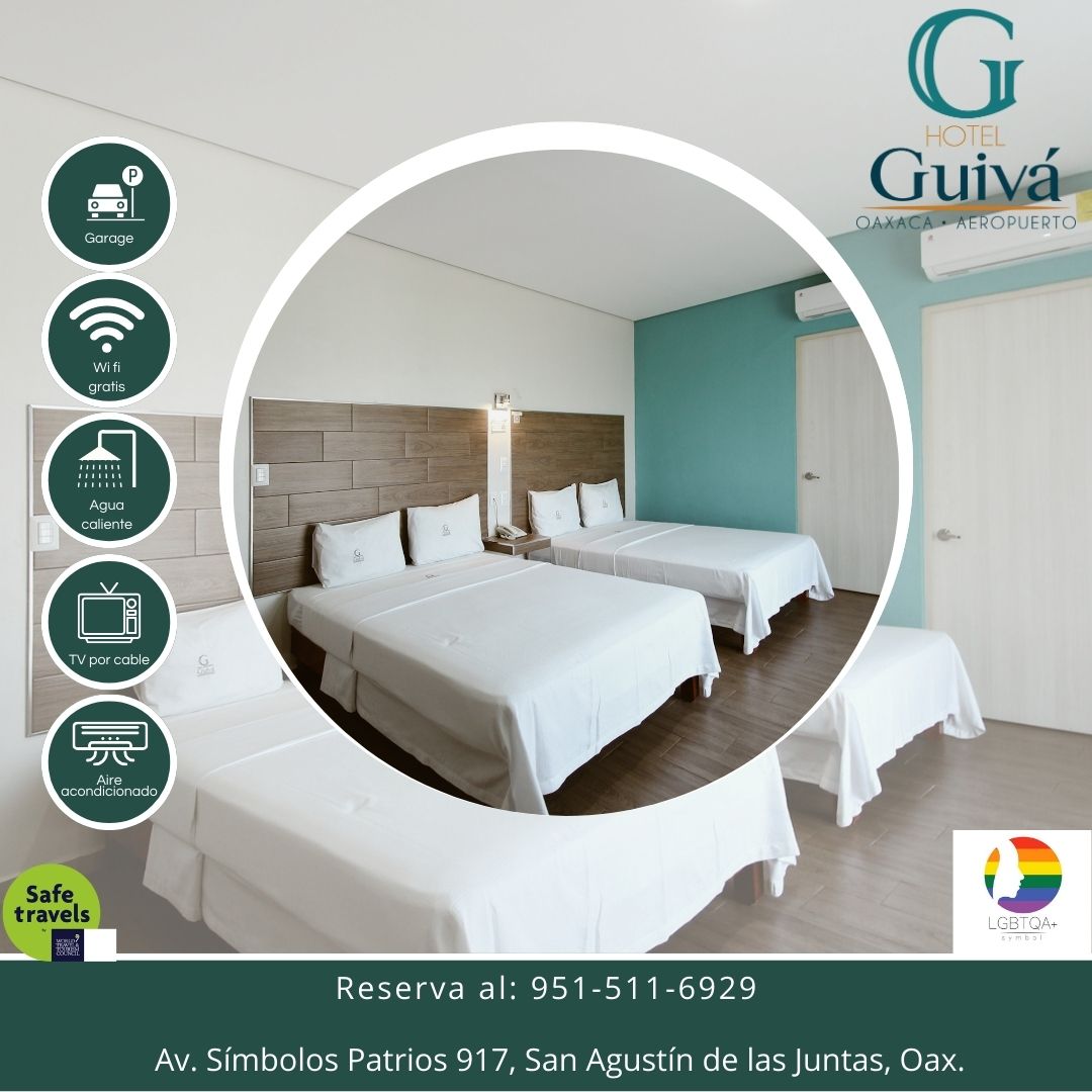 Descansa tranquilo a 5 minutos de tu vuelo en #HotelGuivaAeropuerto 📷📷

Contáctanos: 951 511 69 29
Ubicación: bit.ly/41Nw4Ms

* Habitaciones climatizadas 📷
* Agua caliente 📷
* Televisión por cable 📷
* Estacionamiento 📷
* Área de Terraza 📷