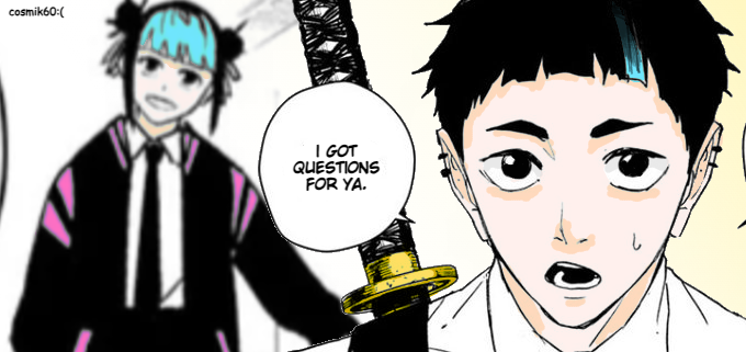 Cosmik60's tweet photo. the timeline of everyone calling them past Hinao was just too much to ignore i had to compare them side by side
so i colored it
#kagurabachi113 #hinao https://t.co/2KSVADP5xX