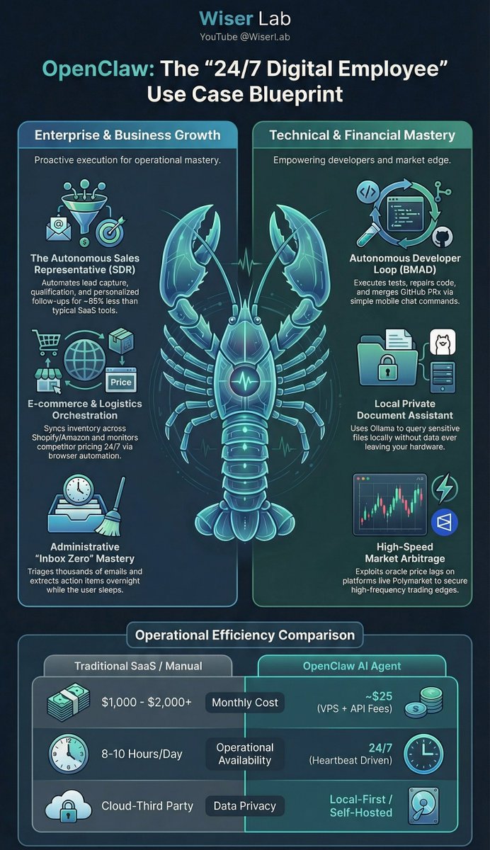 WiserLabAI's tweet photo. The Ultimate OpenClaw E-commerce &amp; AI Sales Agent #OpenClaw #EcommerceAutomation #AISales #BusinessGrowth #Productivity #TechTrends #ArtificialIntelligence https://t.co/4HFCcOfEqa