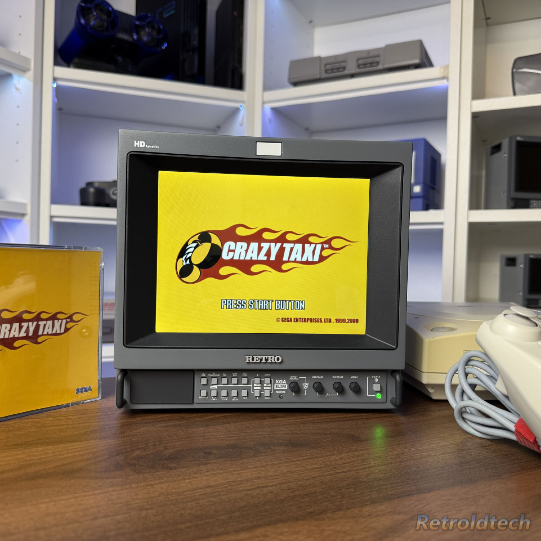 Retroldtech's tweet image. 🚕 Crazy Taxi (1999) on Dreamcast on the Slim PVM

The Slim PVM is an 8 inch 4:3 IPS monitor at 1024x768 with HDMI VGA and composite, full OSD and bass reflex stereo speakers

#Retrogaming #Dreamcast #SlimPVM #CrazyTaxi
