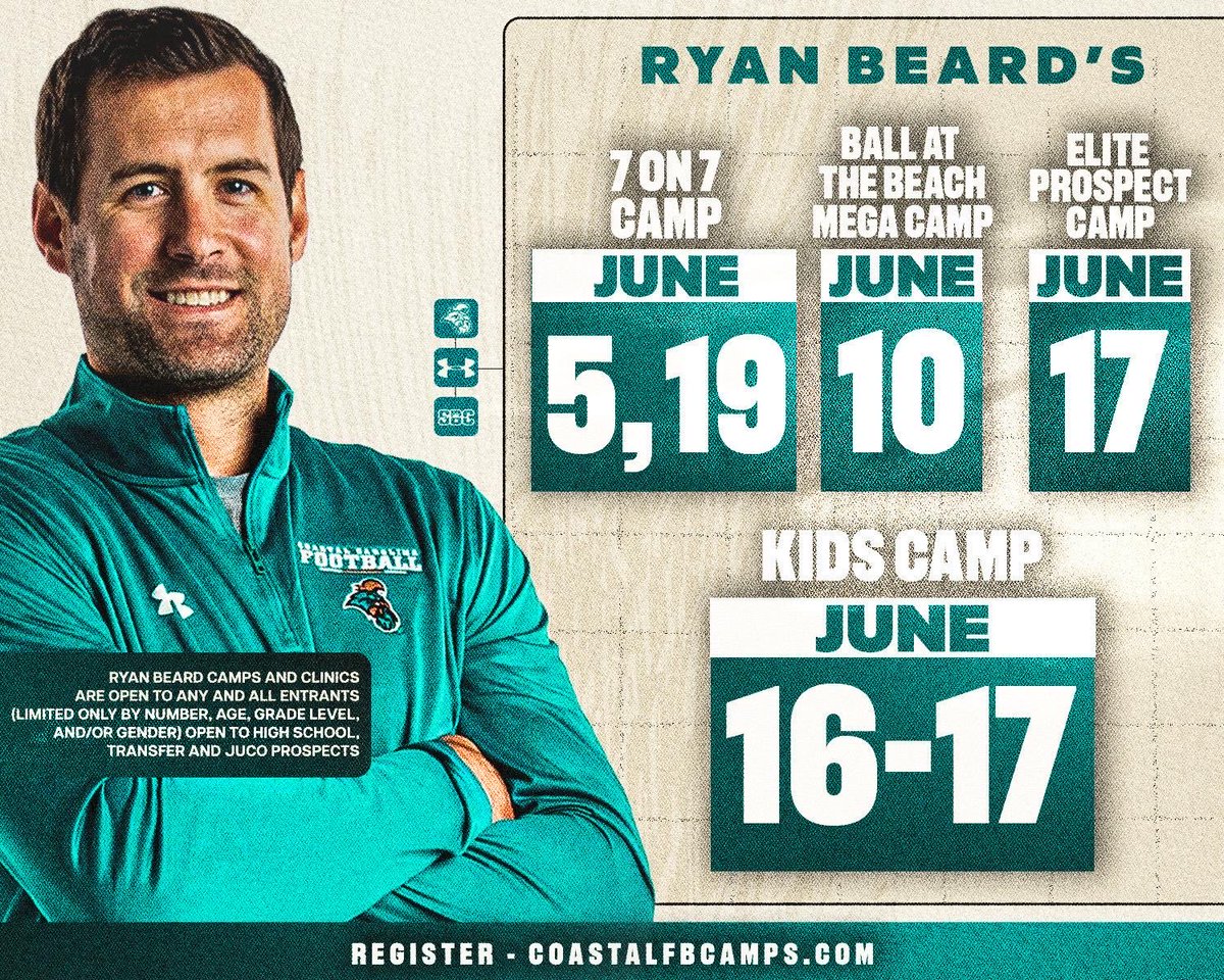WBesseghin3232's tweet photo. Huge thanks to @Kat_Trent13 for the camp invite!! @CoastalFootball @BallAtTheBeach https://t.co/P1b1Go6gjs