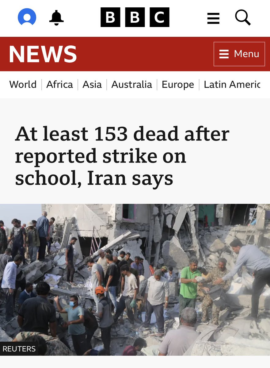 The <a href="/BBCNews/">BBC News (UK)</a> *finally* reports on the dozens of Iranian schoolgirls killed… 

…about 32h after the event — and when the news has been around the internet several times over. 

Why so slow?