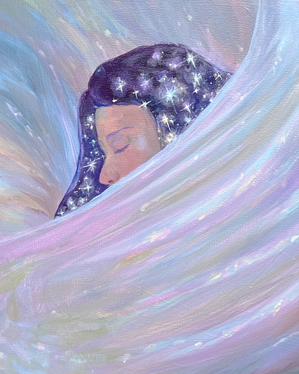 erinkatearcher's tweet photo. “Come. It’s morning.
Let me brush the stars
From your hair”

Sappho to Erinna, Noelle Kocot

'brush the stars from your hair' 14x11" painted in acrylic on panel.

#womanartist #traditionalart #whimsical #ethereal #pearl https://t.co/POXEgMDDZI