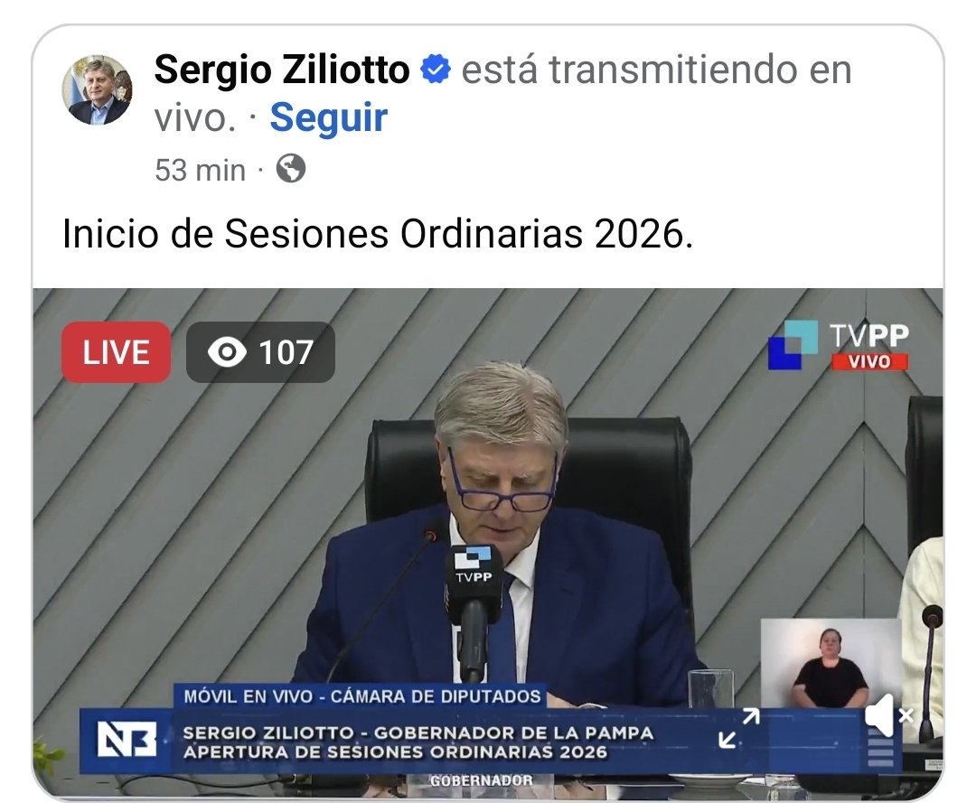 107 vistas...
Por suerte a la gente le re interesa la palabra del Gobernador..