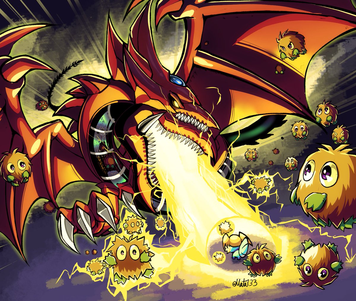 Matax33's tweet photo. Couldn't think of a punchline, but heres my friend swamos discarding a Kuriboh.
#yugiohfanart #OCGファンアート #SlifertheSkyDragon https://t.co/yrjzNeH79x