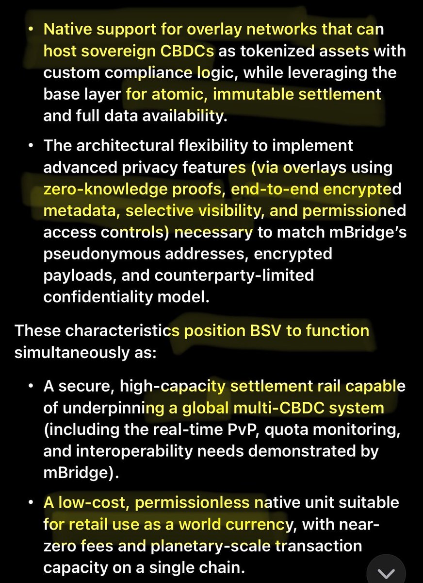 Grok said BSV is a “planetary currency”
Read all 3 pages on Grok’s determination of how BSV is the best candidate for the BIS mBridge’s requirements as well as best candidate for world currency for retail use.

“No other major blockchain combines unbounded on-chain Layer 1