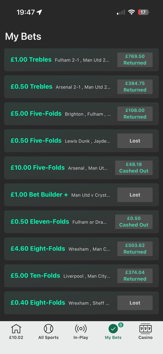 NickGJ1989's tweet photo. @lee_omara83 @BadManBetting @19brownie93Az Well done mate 👏🏻great bet and cash out. I had a similar bet with £1 &amp; 50p stake with 3/4 games, but a lot smaller return in comparison to yours and let it go the distance. It wasn’t an easy watch 😆so it was a smart cash out to prevent the stress. Enjoy 🙌🏻 https://t.co/tXxaQR6De6