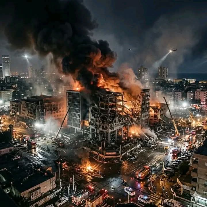 Enabdiaziz's tweet photo. Tel aviv moments ago, struck by Iranian missiles 🚀🚀🔥 #TelAviv #Iran 🇮🇷🫡 https://t.co/VRmohtzA5C