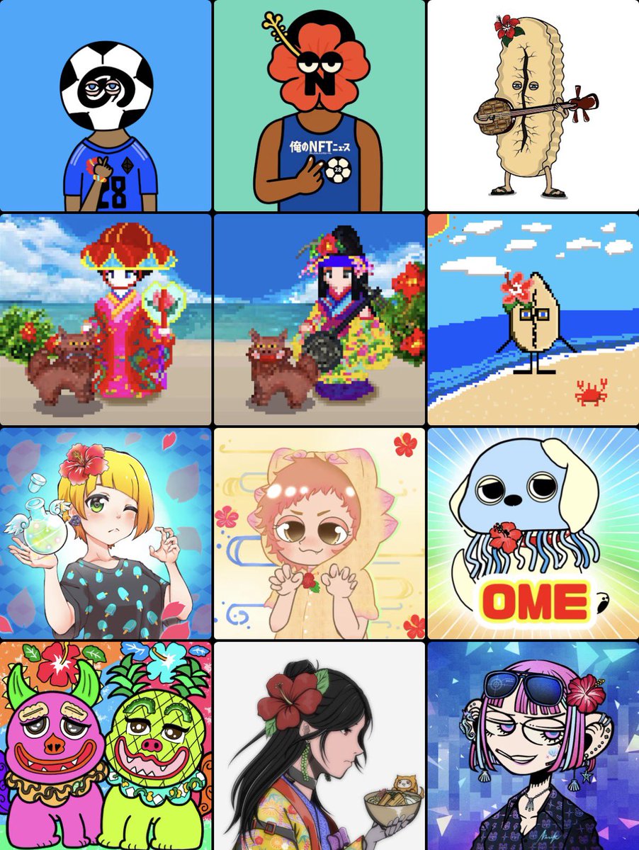 おはいび🌺
わかりやすく認知してもらうために名前の横に🌺をつけたんですが、ウォレットにもたくさんの🌺NFTがいます笑