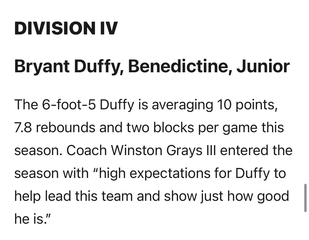 Thank you <a href="/clevelanddotcom/">clevelanddotcom</a> Coaches Survey for recognizing me as one of the top forwards in Division IV in Ohio. 
<a href="/W_Grays23/">Winston Grays III</a> <a href="/TeamWildcat_/">Team Wildcat</a> <a href="/csmgllc/">Thomas E. Coleman, M.Ed</a> <a href="/kb_swish/">Kurklin Bohanon</a> <a href="/BENE_ATHLETICS/">Benedictine Sports</a>