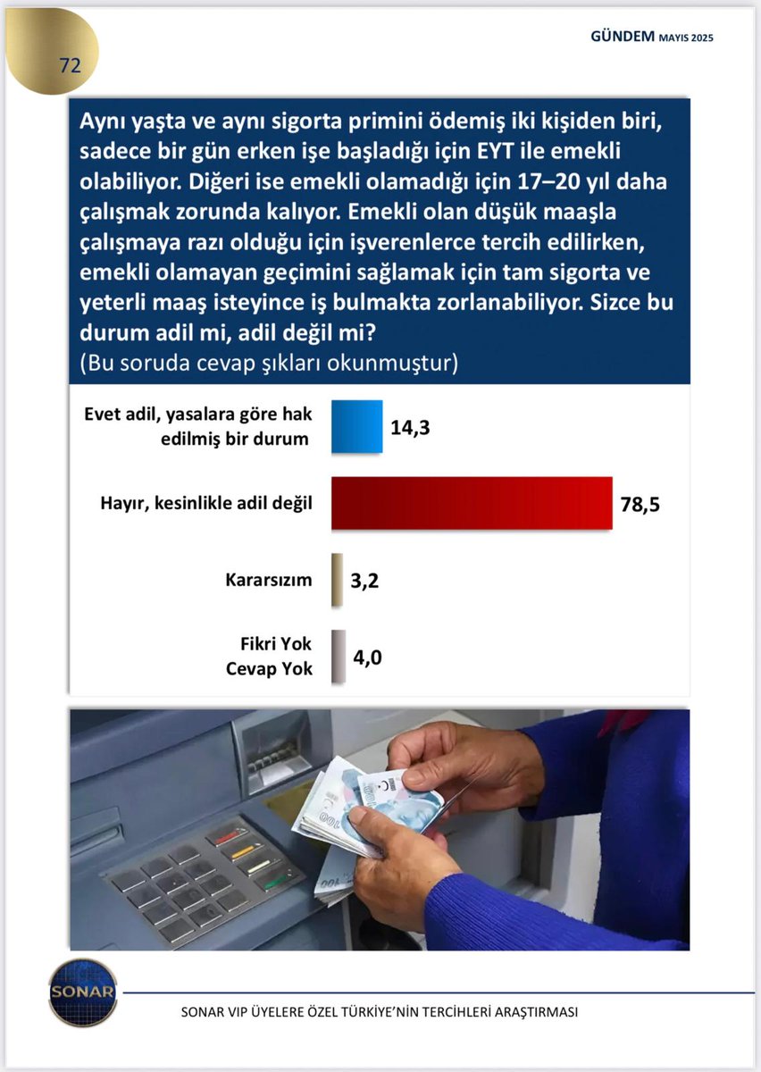 <a href="/oznurcalik/">Öznur Çalık</a> Kıymetli Vekilim

Sağlam Bir Sosyal Güvenlik için
EYT ile ortaya çıkan iki yaşıt çalışan arasında ki
emeklilikte 17 yıllık farkın ve bunun iş hayatında
ortaya çıkardığı haksız rekabetin
kademeli emeklilik ile sona erdirilmesi
gerekmektedir

Siz Cumhurbaşkanlığı Sosyal Politikalar