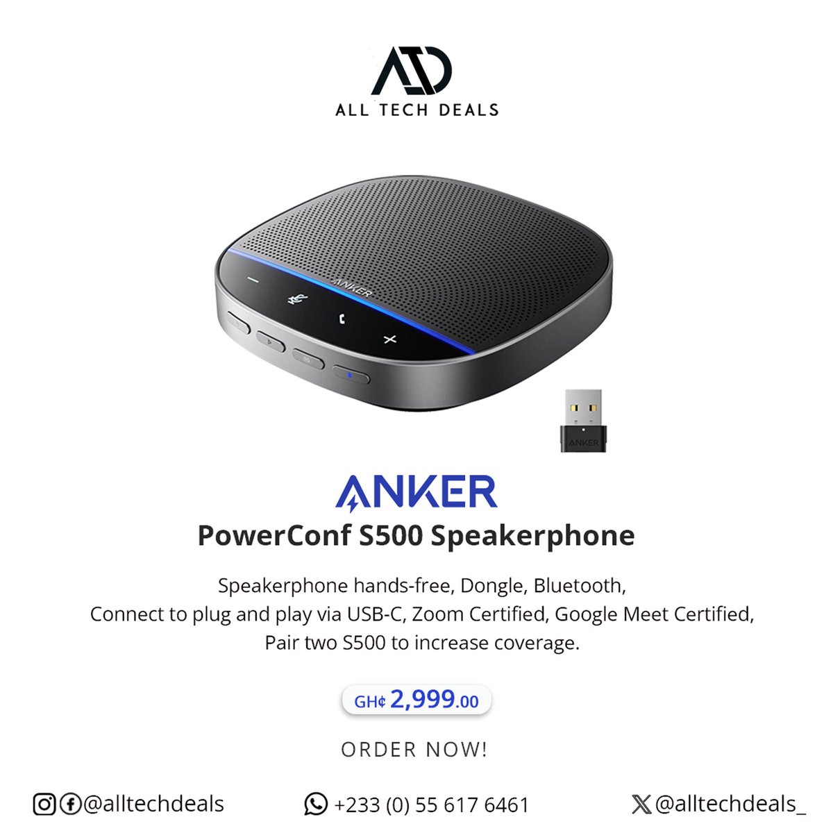 AllTechDeals_'s tweet photo. Upgrade your meetings with crystal-clear audio!

4-mic array with 360° voice pickup

Smart voice enhancement &amp; noise reduction
Powerful, room-filling sound

Perfect for Zoom, Teams &amp; conference calls
Ideal for home office, boardrooms, and hybrid meetings. https://t.co/s0a2Hm2Ztz