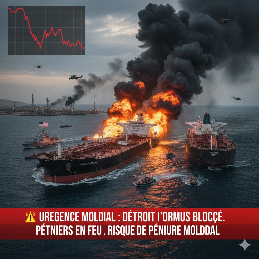maliactu's tweet image. 🚨 #Urgence : Deux navires en feu et détroit d'Ormuz bloqué ! Téhéran annonce qu'un pétrolier sombre après des frappes. 🚢🔥
Le passage de 25% du pétrole mondial est paralysé, menaçant de faire exploser les prix à la pompe dès demain.maliactu.net/chaos-en-haute…
