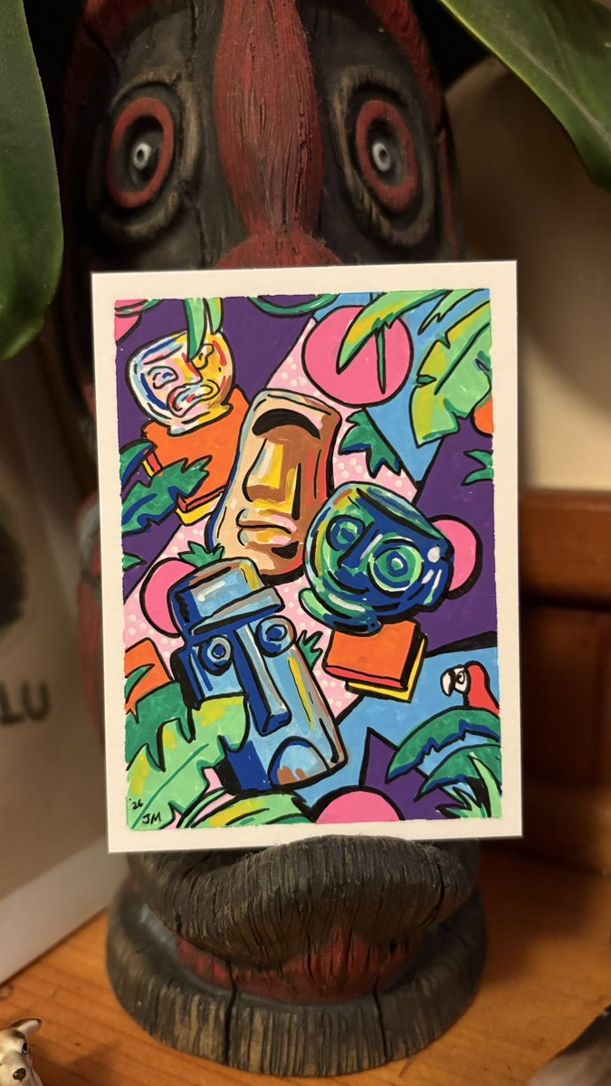 A little tiki painting #artcard #aceo