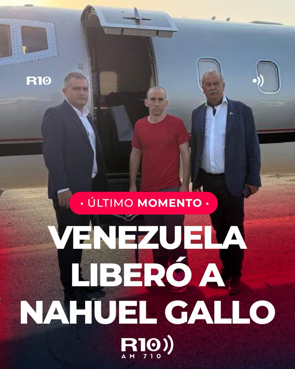 🔴 #ÚLTIMOMOMENTO | El Gobierno de Venezuela liberó al gendarme argentino Nahuel Gallo.

👉 Estará regresando al país en breve con la gestión realizada por Claudio Tapia, Presidente de AFA, y su par venezolano.

#SiempreNoticiasR10