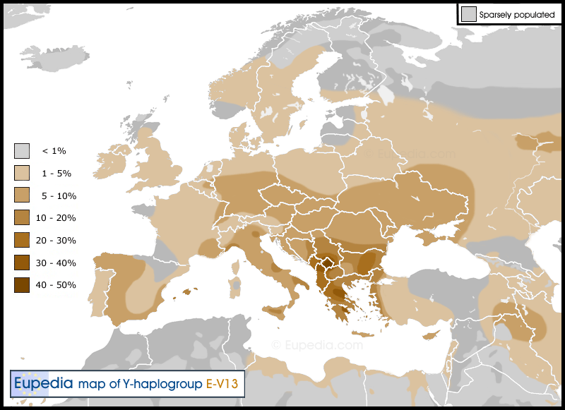 Metal_Terium's tweet photo. @LapisLazAlter @gheorghieff @stats_feed The Bulgars, ergo modern Bulgarian likely acquired the E-V13 Haplogroup after our settlement across the Danube from the local genetic pool. 

The "ancient Vlach", or more accurately (whoever are) the ancestors of the modern Romanians seems to have even less of E-V13. https://t.co/QU46QaSFo1
