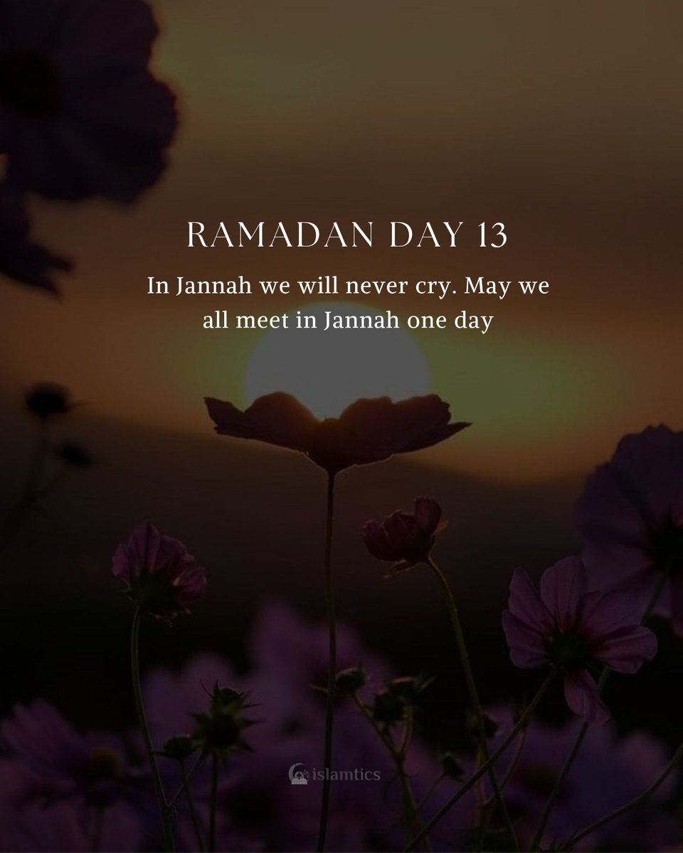 islamtics's tweet photo. 🌙  Ramadan day 13  🌙 
In Jannah, we will never cry. May we all meet in Jannah one day 🤲 https://t.co/pQEoHTunVG