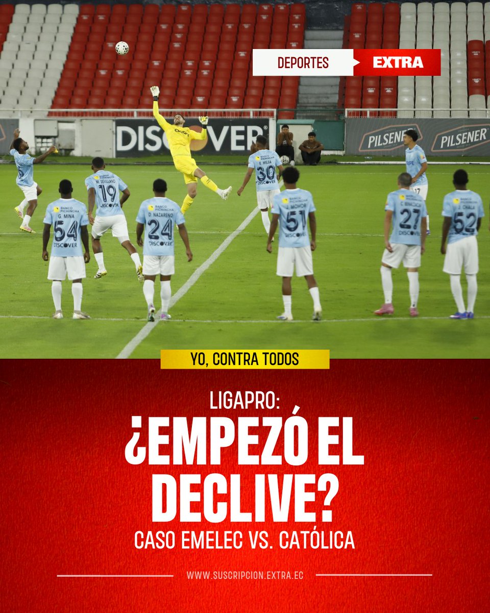 DiarioExtraEc's tweet photo. #YoContraTodos ✍🏼

👉🏼 La suspensión del partido entre Universidad Católica y Emelec, en la fecha 1 de la #LigaPro 2026, destapó el descrédito del organizador del torneo, cuestionada por usar la "seguridad" como argumento sin sustento sólido.

Lee el análisis completo de Esteban Ávila Villagómez: https://t.co/UUmv5AxlPe