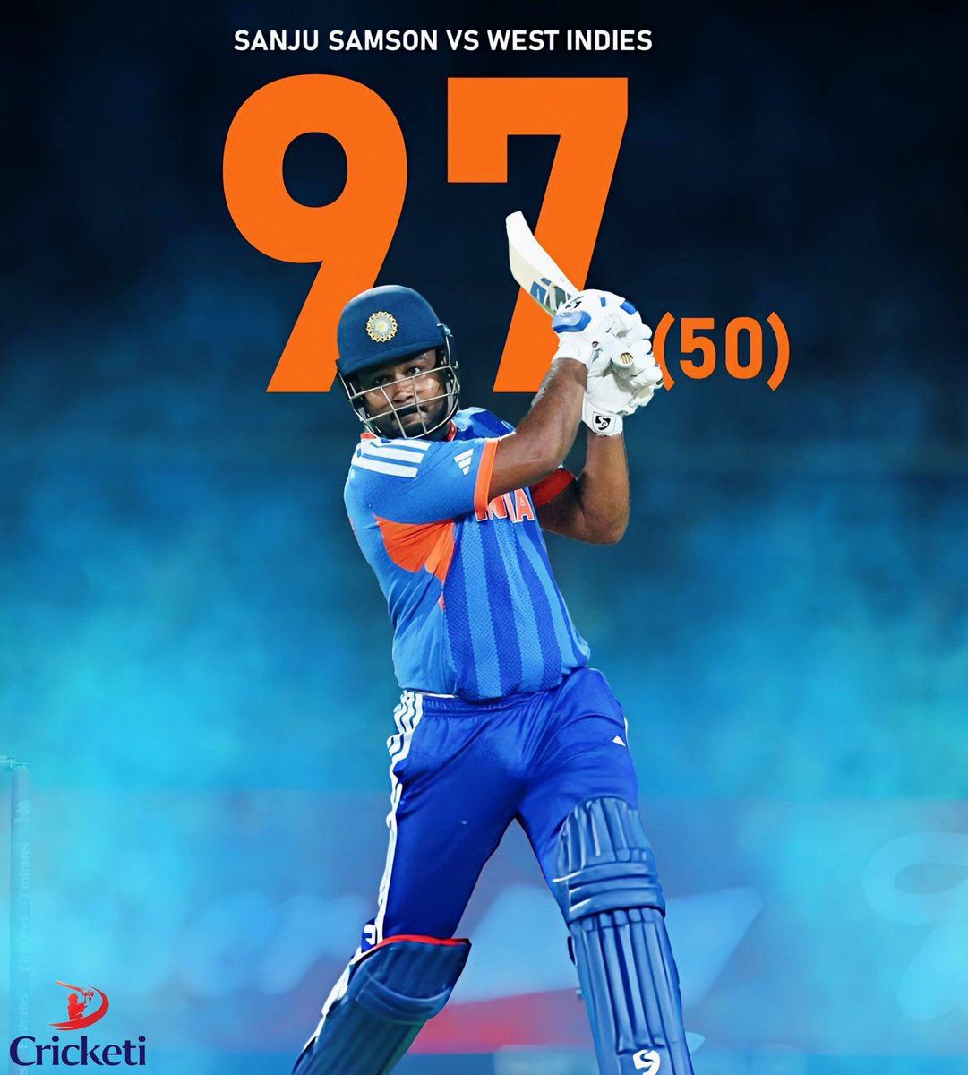 Samson's Handsome knock 💙💥 #INDvsWI #T20WorldCup #T20WC2026 #T20WC26 #SanjuSamson #CricketFever