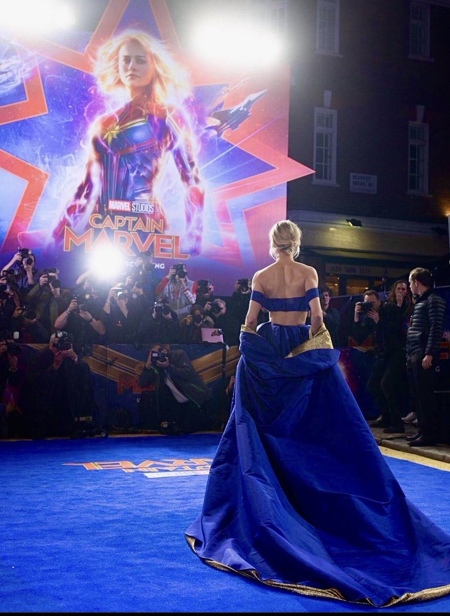this iconic photo of brie larson at the captain marvel premiere was 8 years ago today ✨