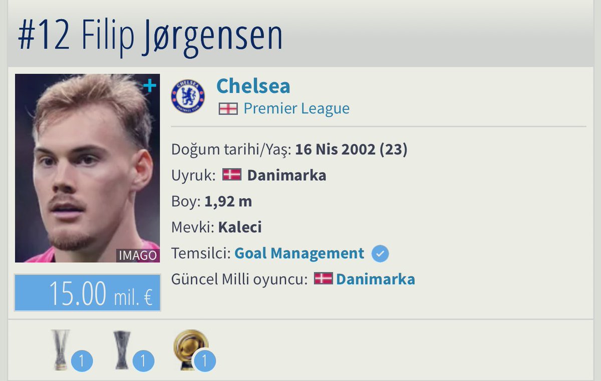 Jorgensen, Chelsea’de hala oynatılmıyor.

Bu çocuğu sene sonunda kapmalıyız. 

Altay Bayındır’ı vs almayın. Bu takıma kaliteli genç bir kaleci lazım. Alabilme şansımız var. 

Lütfen sizlerde talep edin. Bu çocuğu kulübümüze kazandıralım.