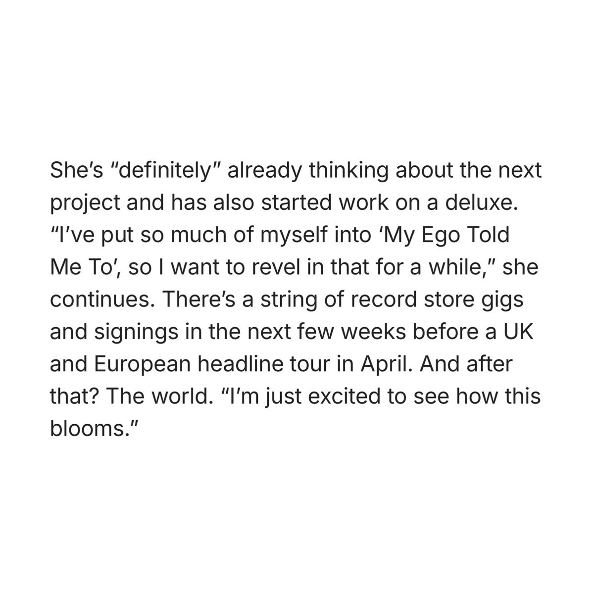 Leigh-Anne reveals she’s begun work on the deluxe version of her debut album:

“I've put so much of myself into ‘My Ego Told Me To’, so I want to revel in that for a while.”