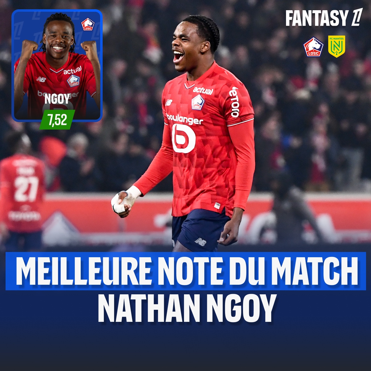 FantasyLigue1's tweet photo. Lorient toujours invaincu ! Doublé pour Bamba Dieng 🔥 #FCLAJA
Chardonnet, passeur décisif pour Ajorque à 10 contre 11 obtient la meilleure note de ce #FCMSB29 ⚡️
Ngoy encore buteur de dernière minute ⏱️ #LOSCFCN
Trapp et Mbow obtiennent la meilleure note de ce #PFCOGCN 🤝