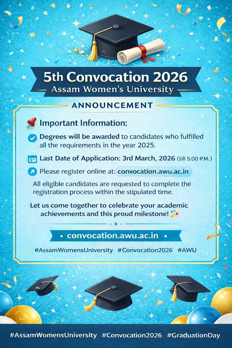 awujorhat's tweet photo. 5th convocation 2026, Assam Women's University✨

@AjantaRajkonwar 
@BorahBinod42592 https://t.co/82cjLaa1U6