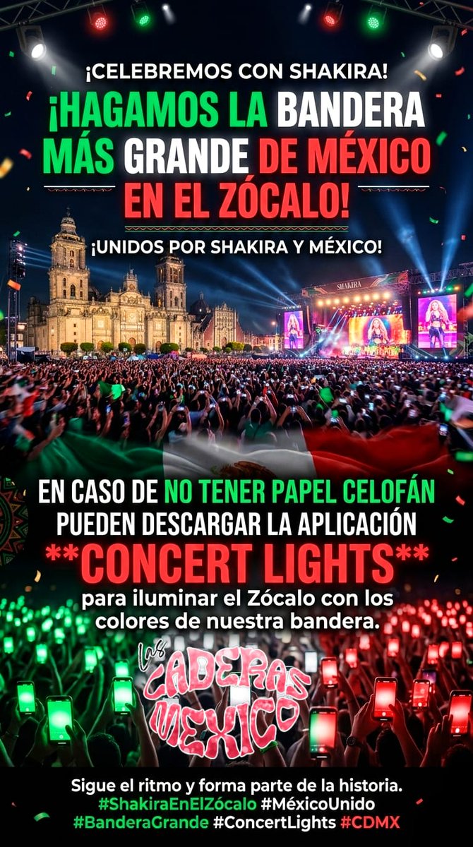 Shakira_Global's tweet photo. ¡Gente de México! Únanse al Fan Action del día de hoy @Shakira #ShakiraEnElZocalo #LasCaderasMex https://t.co/Z01fvsWZLf