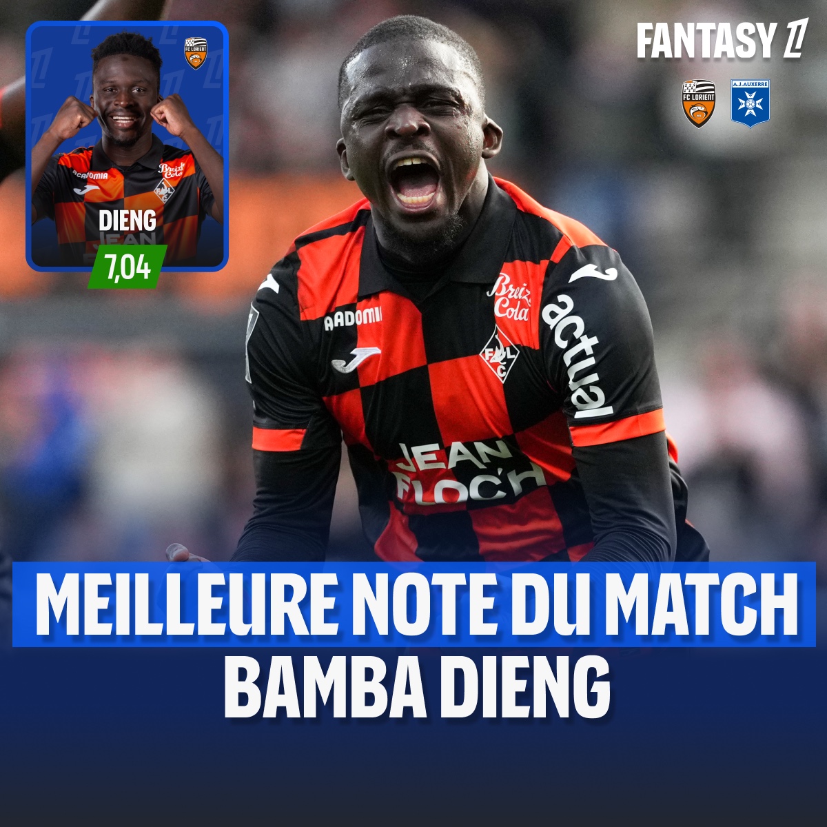 FantasyLigue1's tweet photo. Lorient toujours invaincu ! Doublé pour Bamba Dieng 🔥 #FCLAJA
Chardonnet, passeur décisif pour Ajorque à 10 contre 11 obtient la meilleure note de ce #FCMSB29 ⚡️
Ngoy encore buteur de dernière minute ⏱️ #LOSCFCN
Trapp et Mbow obtiennent la meilleure note de ce #PFCOGCN 🤝